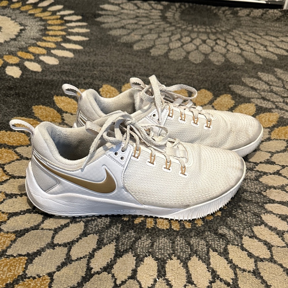 Nike White and Gold Athletic Shoes